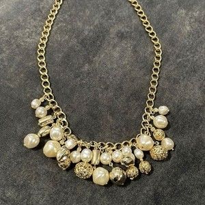 Faux Pearl Gold Cha-Cha Necklace